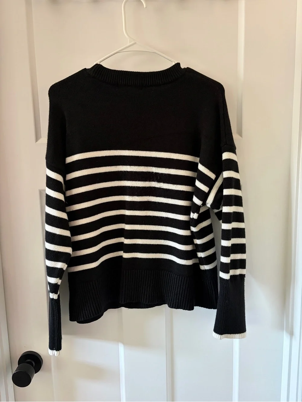 Philosophy Black & White Striped Crewneck Sweater
